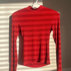 Urban Outfitters Red/Black Striped Turtleneck